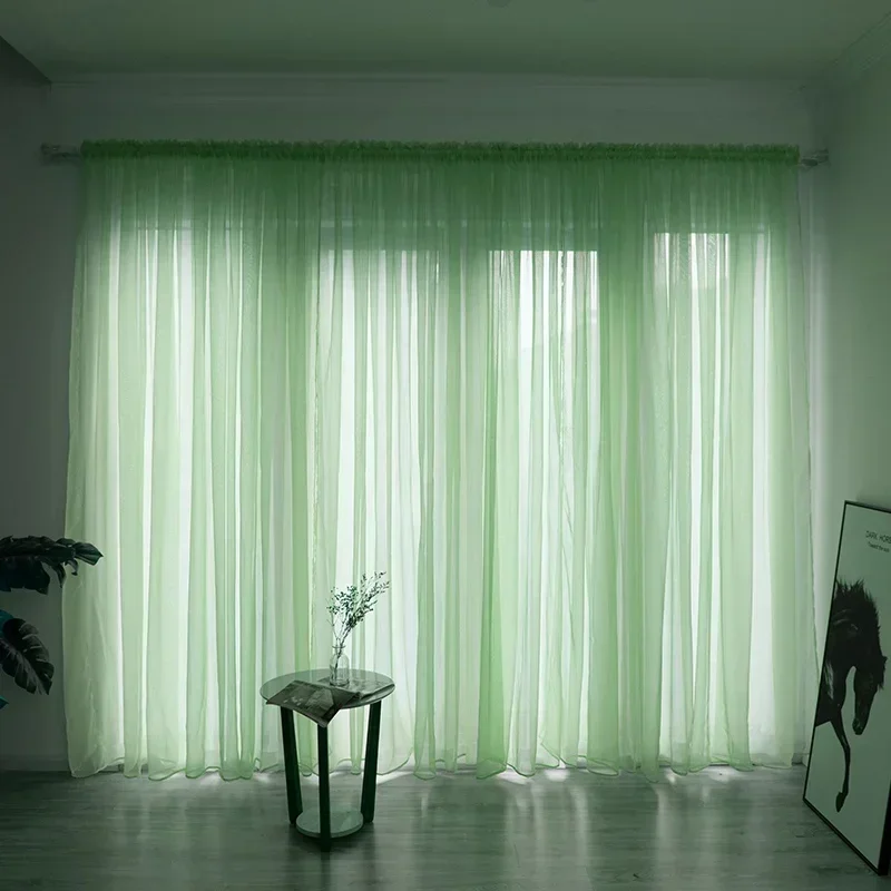 thumbnail image 1 of Cortinas transparentes de tul para sala de estar, cortinas transparentes para ventana, cortinas con bolsillo para varilla, paneles de tela para dormitorio, cortinas decorativas, 1 of 5