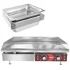 Commercial Stainless Steel Electric Griddle Adjustable Temperature 90℉-575℉ 240V 3500W & 6-Pack 2.5" Half Size Catering Pans 1