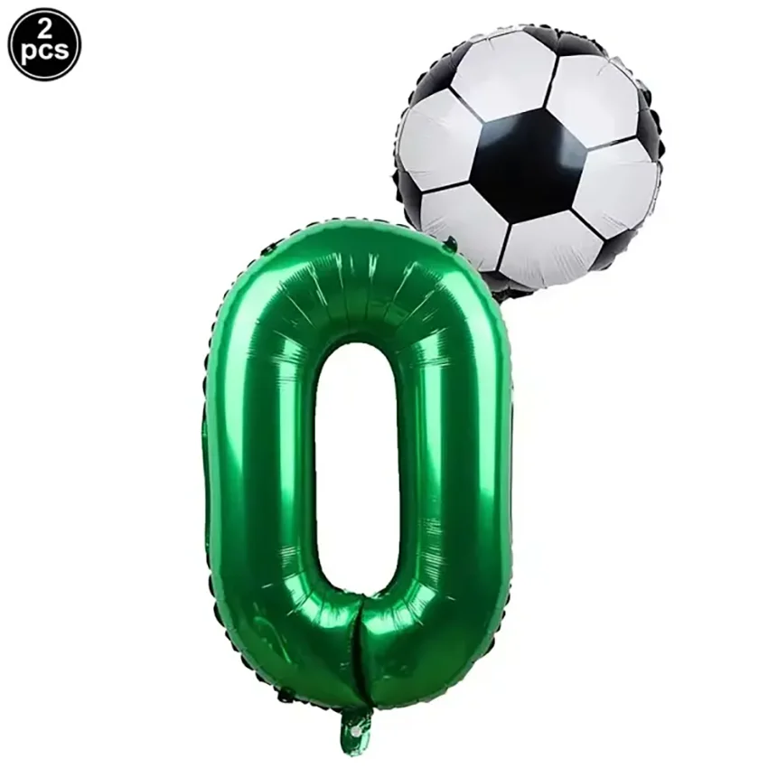 2 Stück 32 Zoll Grüne Zahlen-Folienballons 10 Zoll Fußball-Heliumballons Kinder Geburtstag Party Sport-Themen Partydekoration – Detail 13