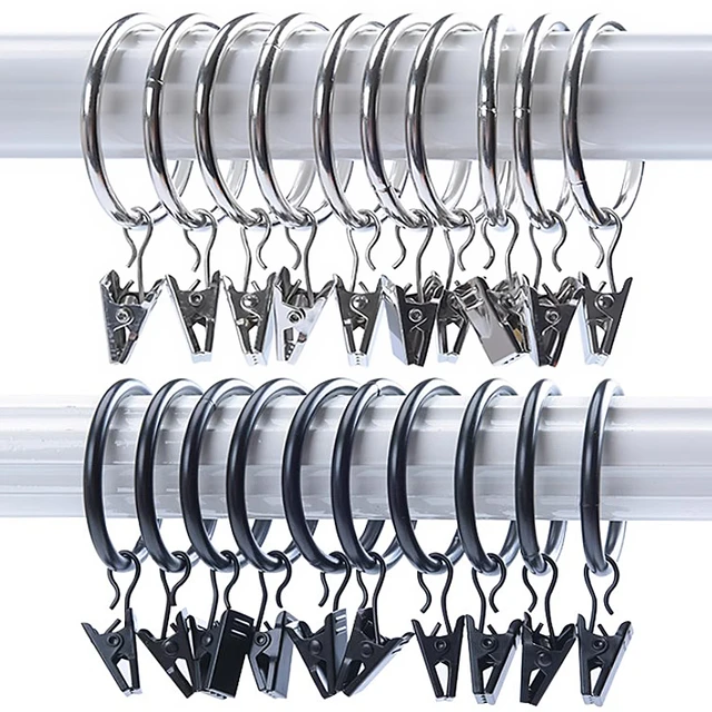 20/10pcs Stainless Steel Curtain Clips with Hook Metal Hanging Clip  Rustproof Curtain Rods Clips Hook Home Window Accessories