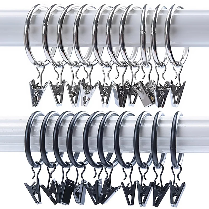 20/10pcs Stainless Steel Curtain Clips with Hook Metal Hanging Clip