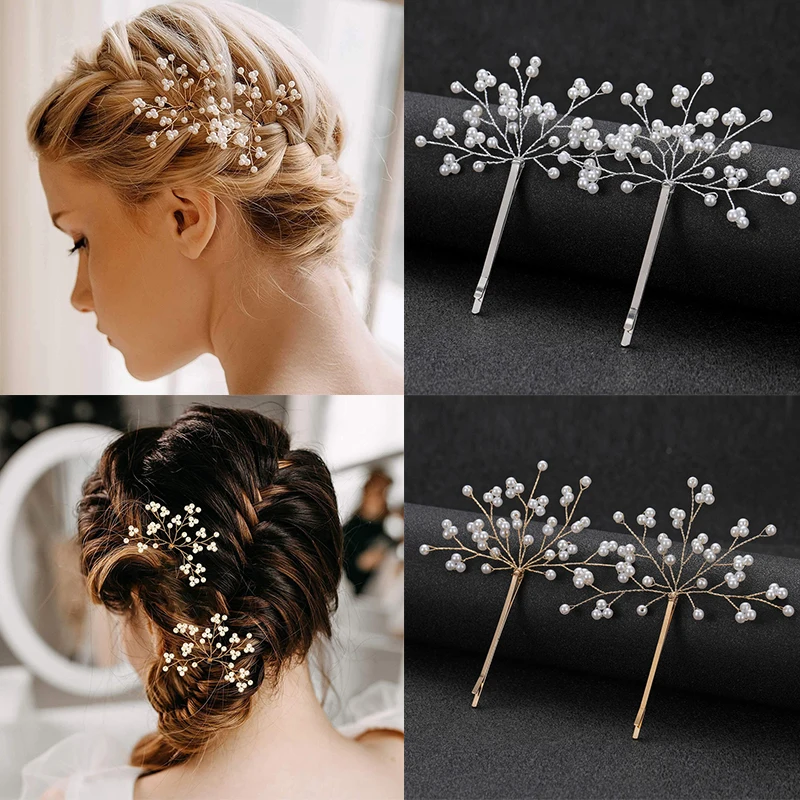 Jewelry Pearlet Bride Handmade Flower Crystal Pearls Bridal Hair Pins Set Wedding Hair Decor Accessories For Women 2pcs jewelry accessories jewelry set hair accessory bridal headwear pearl hairpins