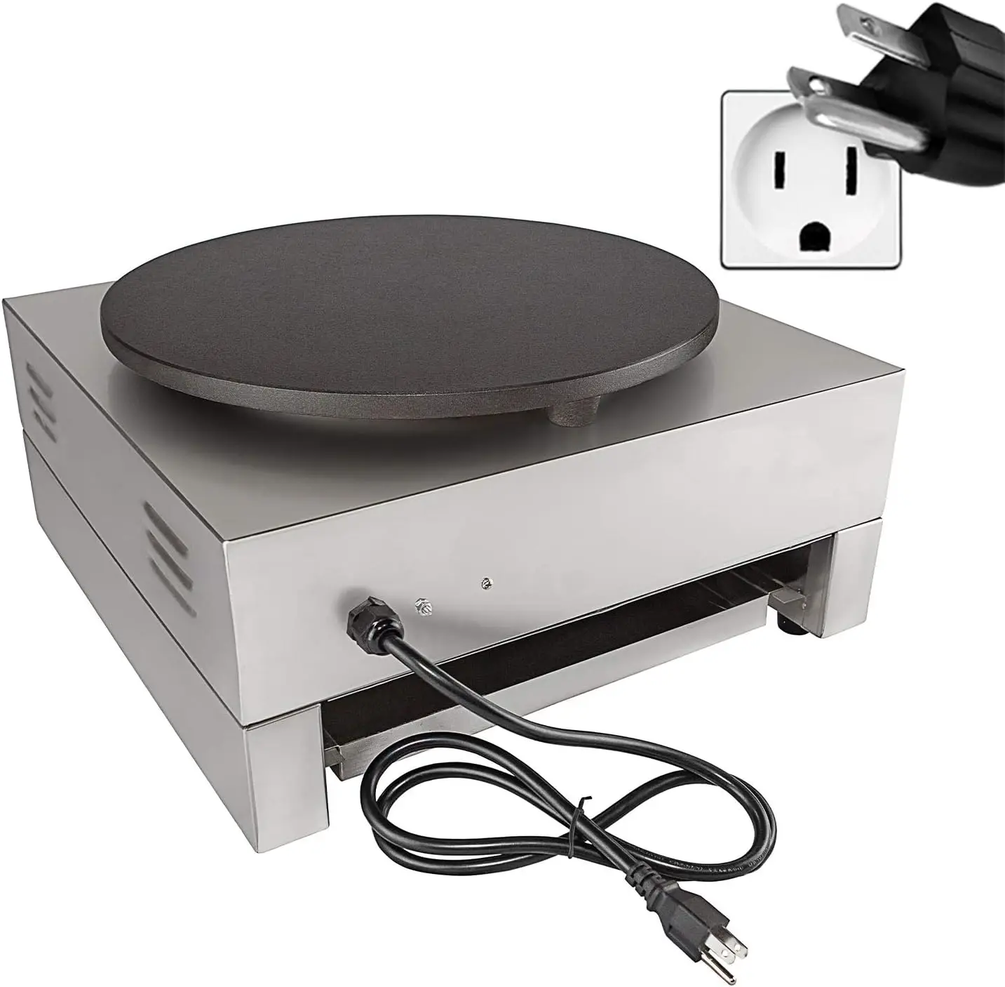 Crepe Maker Commercial Electric Pancake Maker Nonstick 16&rdquo; Plate 110V (Single)