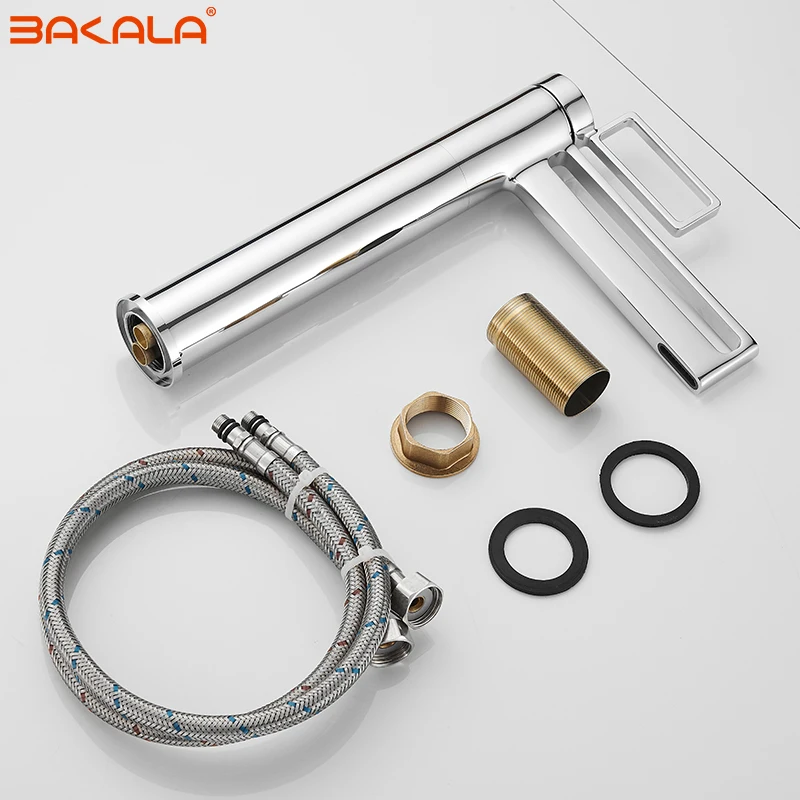 Black Tall Bathroom Basin Taps Single Handle Waterfall Faucet Solid Brass Basin Mixer Tap Creative Hollowed Out Design Water Tap 6