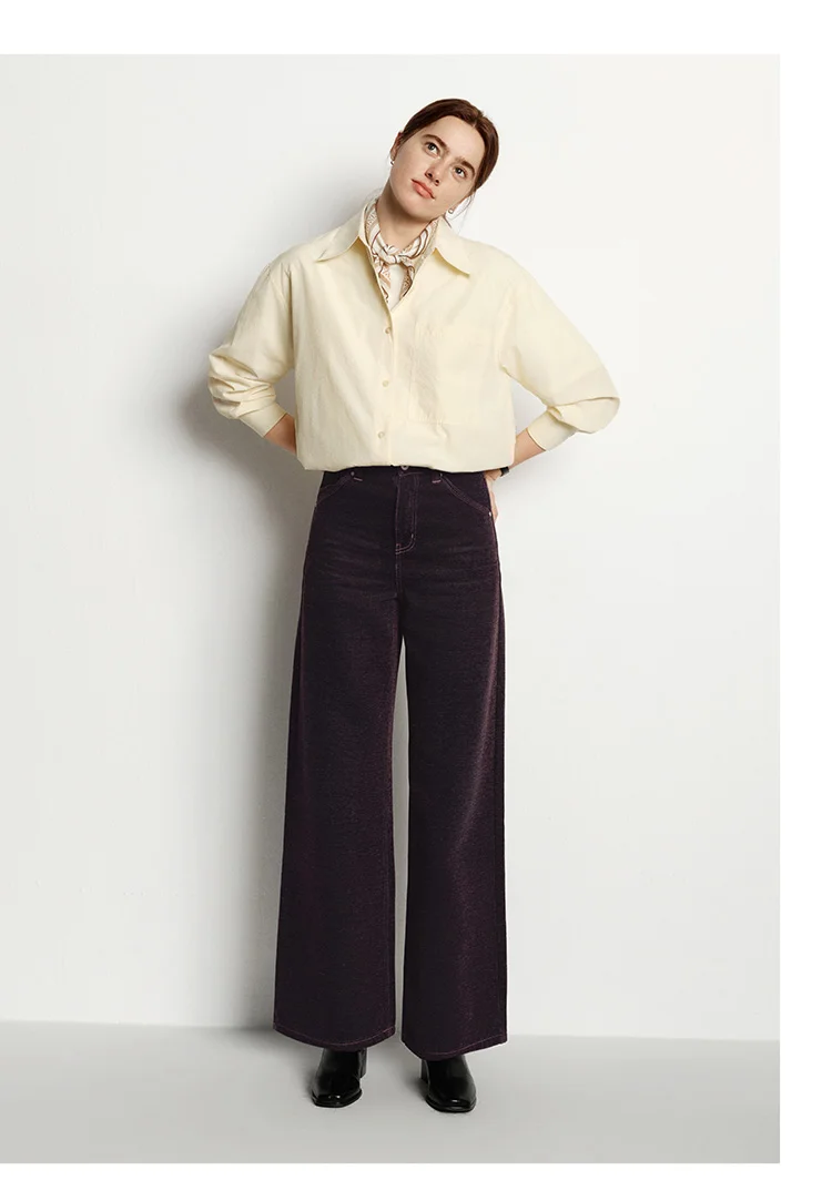 dame fleeceforet vide jeans set forfra