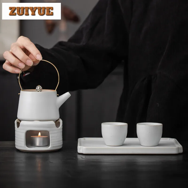 Coarse Pottery Handmade Tea Warmer Household Candle Teapot Warmer Zen Tea Stove Kettle Stand Items Equipment Collections