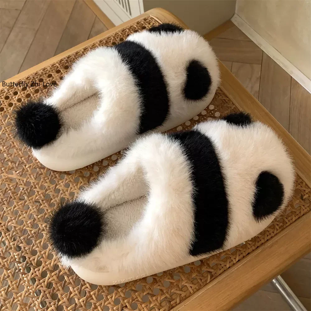 

2023 New Winter Women's Plush Slippers Soft Cute Panda Baotou Cotton Shoes Thickened Warm Home Anti Slip Soft Sole Shoes Girl