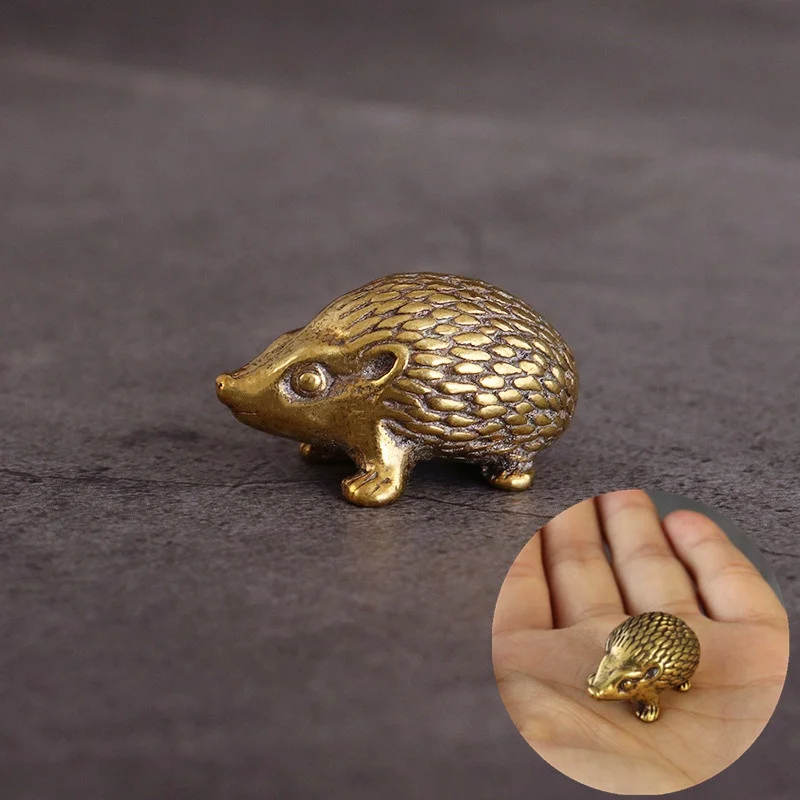 

Mini Brass hedgehog model Bronze ornaments collect Metal Animal model