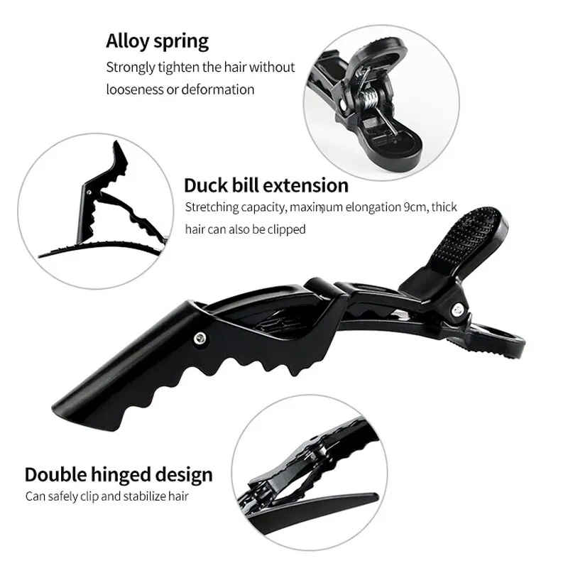 Hairdressing Alligator Clip Salon Perm Hair Dye Plastic Hairpin Wig Clip Haircut Partition Styling Supplies 6Pcs