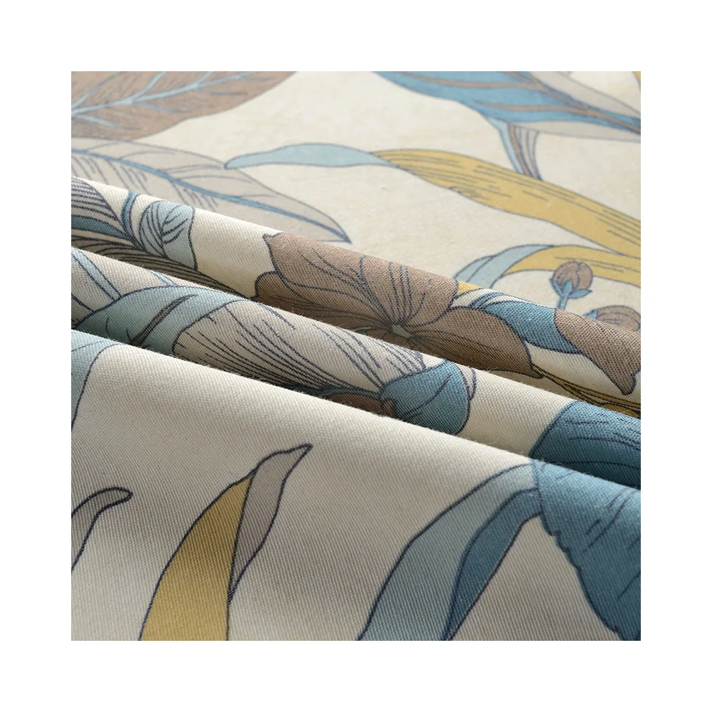 New Chinese Style Curtains for Living Room Cotton Linen Printed Cortina Banana Leaf Embroidered Tulle Curtain Blackout Curtains 4