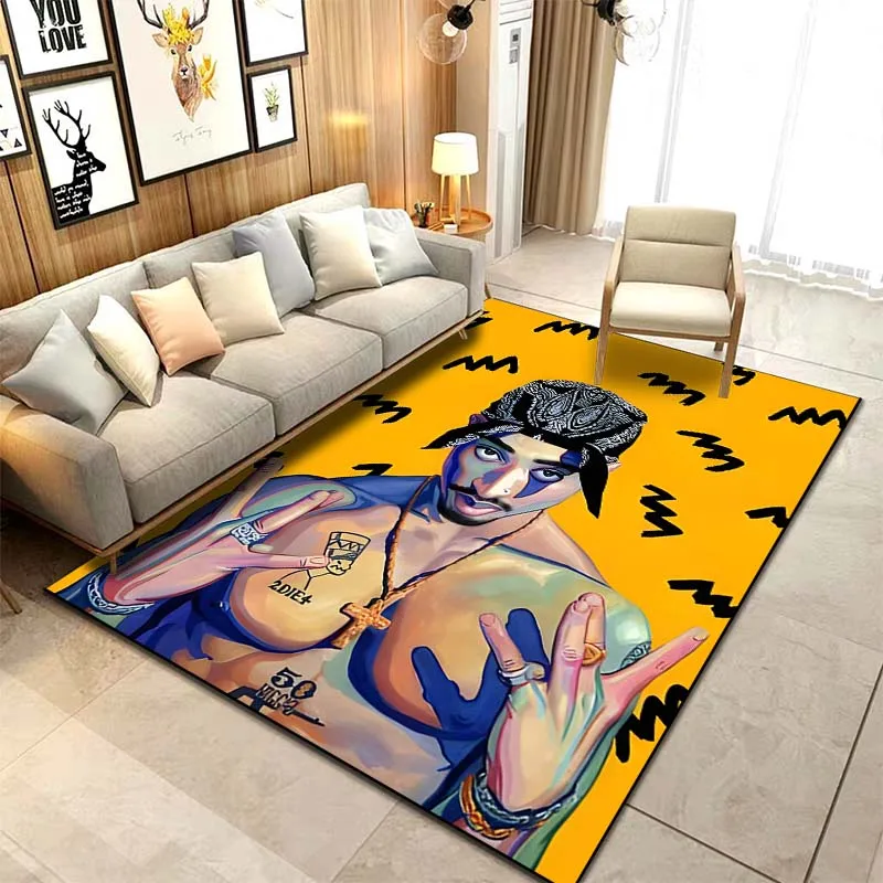 2pac クッション　ヒップホップ ヒップホップパターンラッパー,クリエイティブな玄関マット