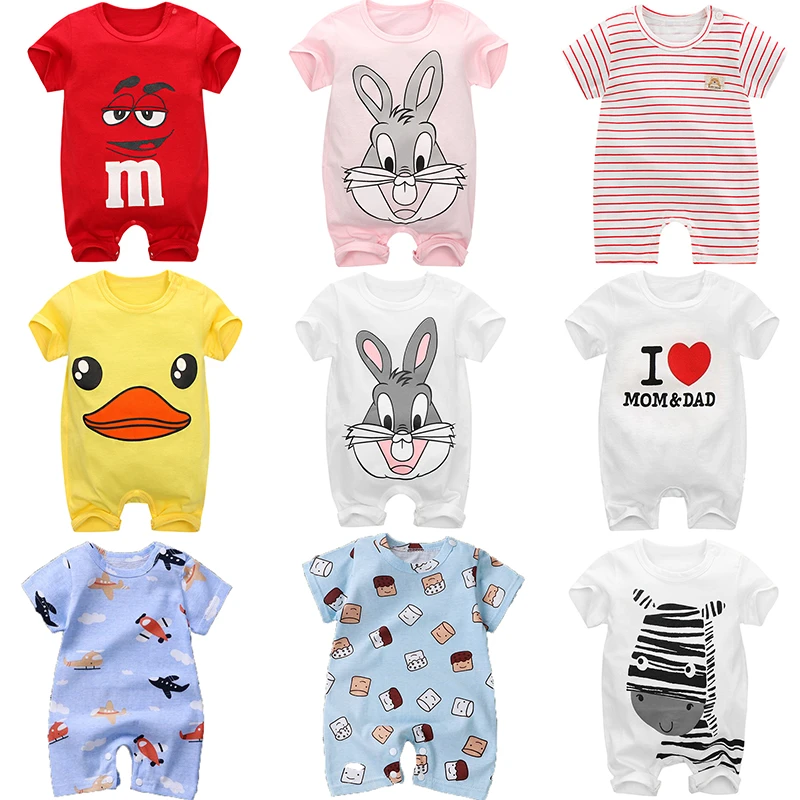 Bamboo fiber children's clothes 2021 Cheap cotton Baby romper Short Sleeve baby clothing Summer Unisex Baby Clothes girl and boy jumpsuits Thin section bright baby bodysuits	