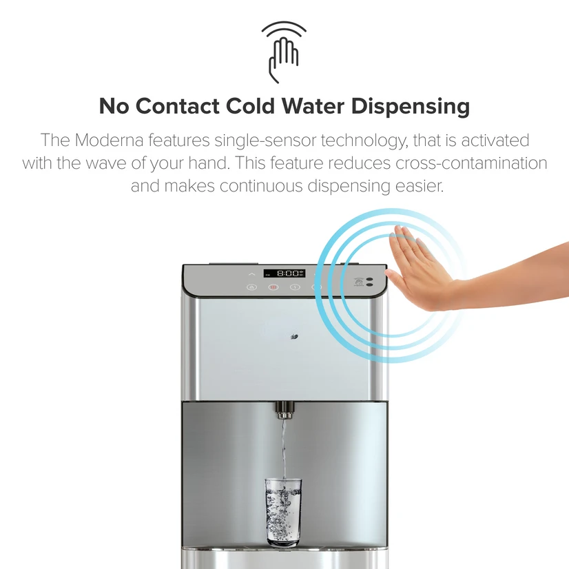 

Series Self 3-5 Gallon Capacity Bottom Load Custom Temp Touchless Dispense Water Cooler Dispenser Ranging From 39-59°F Cold,