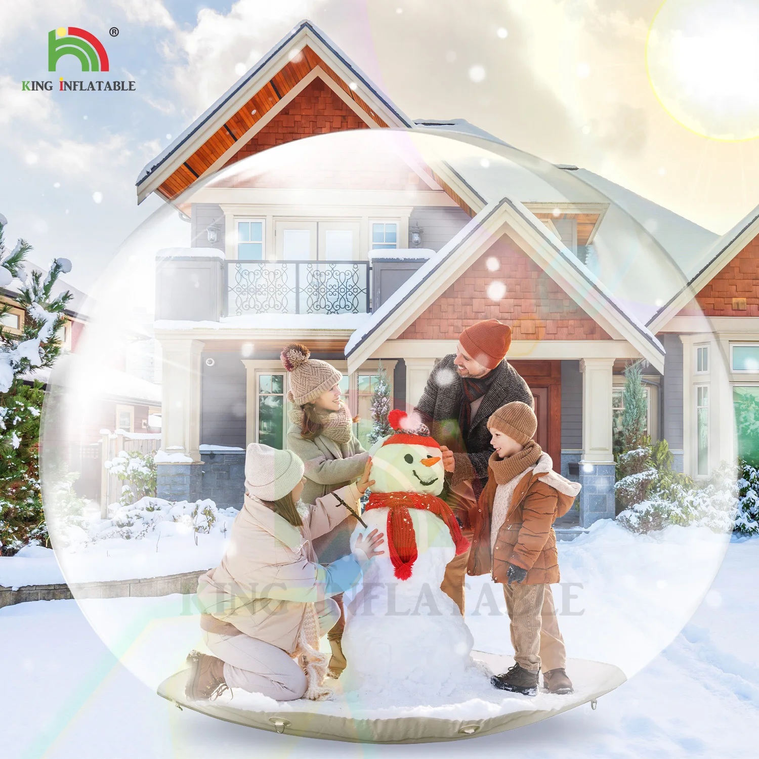 10ft/3m PVC Transparent Bubble Tent Giant Inflatable Snowball Christmas Snow Globe Dome Xmas Outdoor Decoration With Blower life size 2m 3m 4m inflatable christmas snow globe for decoration snow globe outdoor for photo booth go inside advertising
