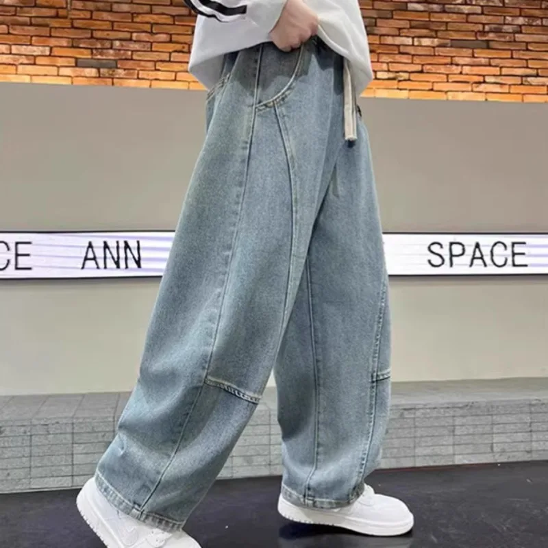 Boys Scimitar Jeans Spring and Autumn New Children's Wide Leg Pants Medium Older Boys Pants - 5