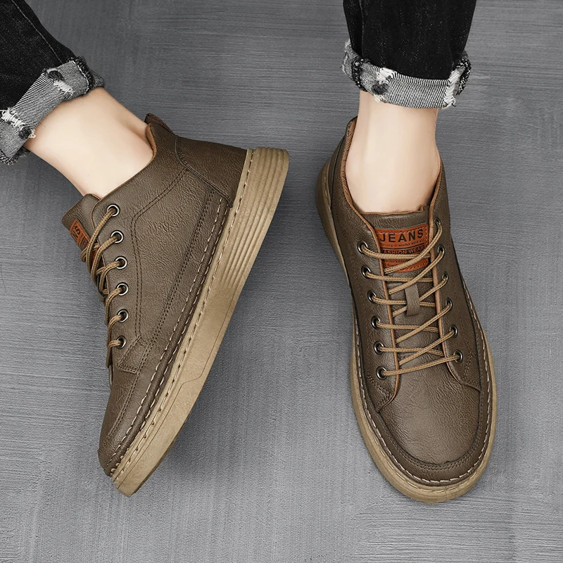 Baskets décontractées en cuir pour homme chaussures confort_voghion.com