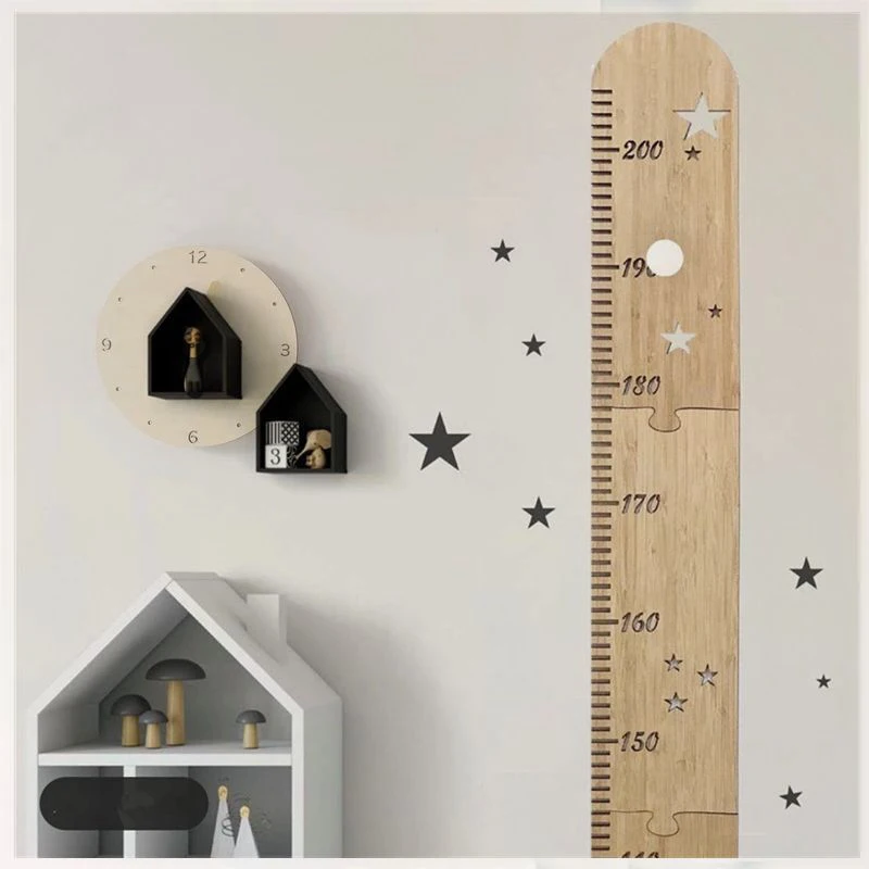 

Nordic Wooden Kids Height Growth Chart Ruler Baby Children Height Gauge Room Decoration Wall Meter Measurement Stickers 60-200CM