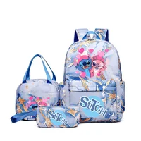 Lilo & Stitch Anime Print Backpack Set With Lunch Bag And Pencil Bag, Large Capacity Lightweight And Breathable Outdoor Knapsack 4