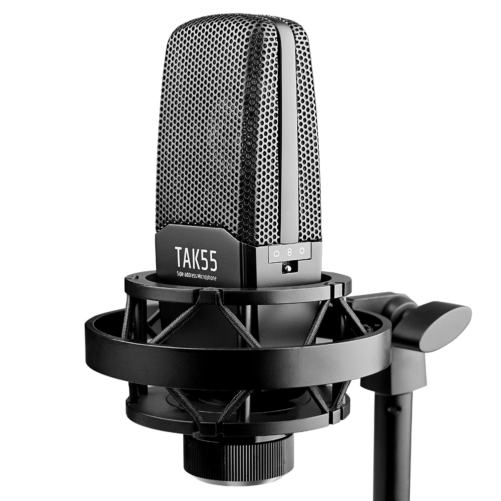 TAKSTAR TAK55 전문 녹음 마이크 라디오 스튜디오용 쇼크마운트 윈드스크린이 있는 유선 Microfono Condensador