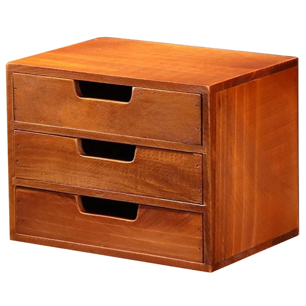 

Drawer Type Desk Organizer 3-Tier Sundries Storage Box Wooden Small Drawer For Jewelry Trinket Stationery Display 25x19x17.5cm