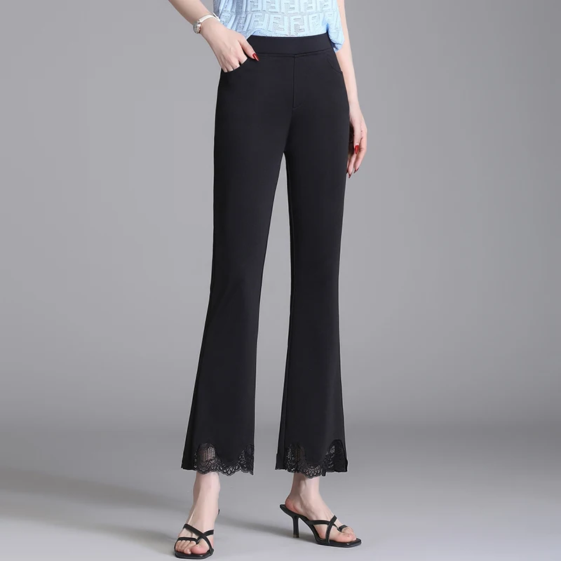 

Брюки-шаровары женские летние бежевые с высокой талией