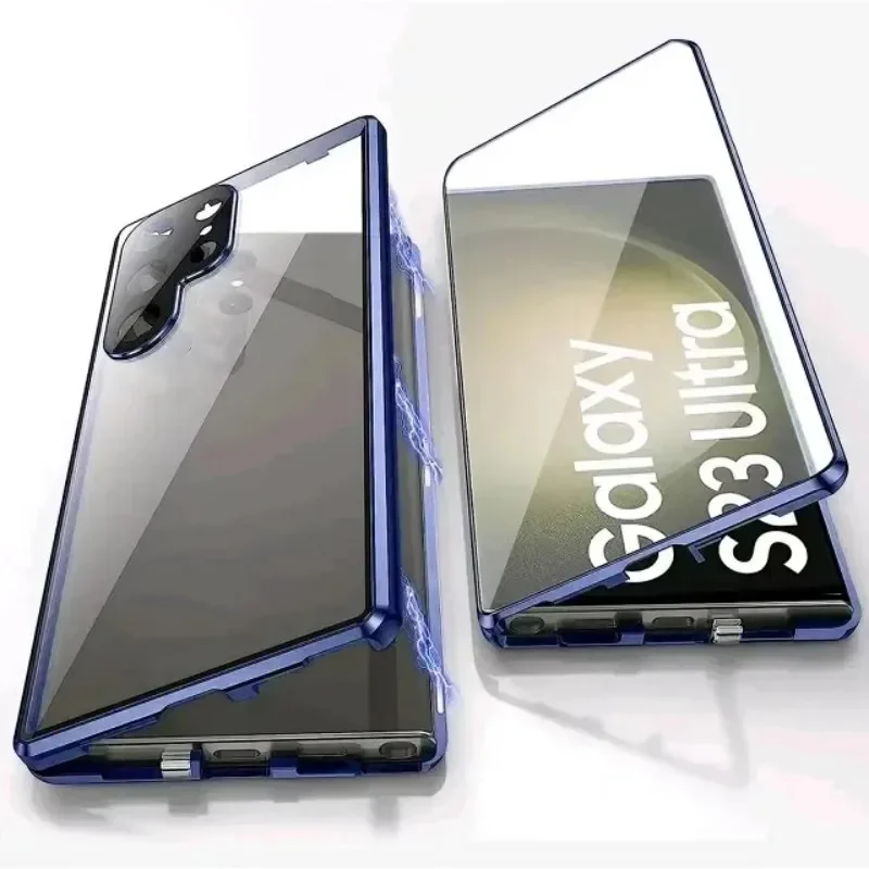 360° Full Protection Metal Magnetic Double-Sided Glass Snap Lock Case