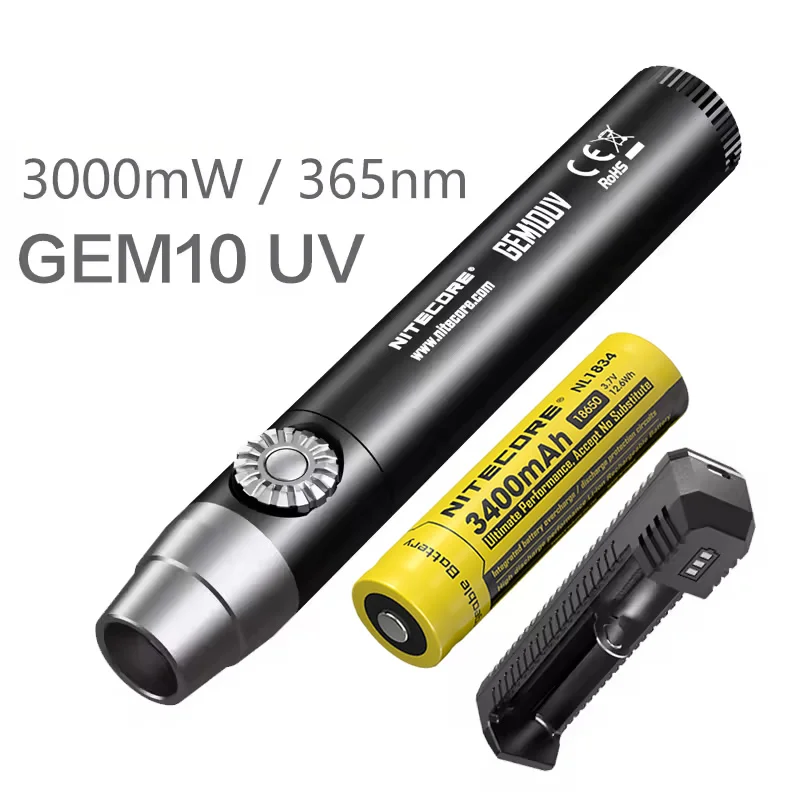 NITECORE-GEM8 gem10uv-バッテリー付き懐中電灯,宝石検出ランプ
