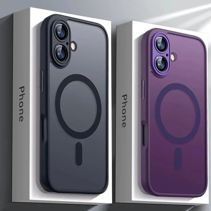 Magnetic Luxury Shockproof Armor Case with Magsafe Wireless Charging and Matte Translucent Finish