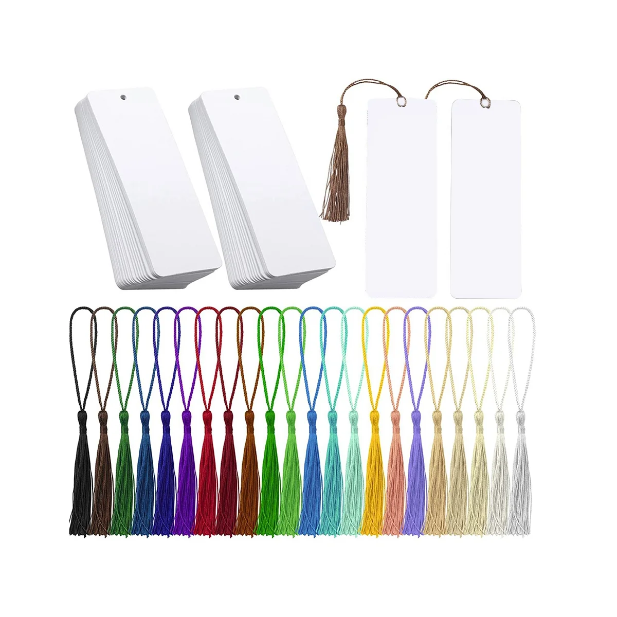 

80Pcs Sublimation Bookmark Blank Heat Transfer Bookmarks DIY Bookmarks with Hole and Colorful Tassels for