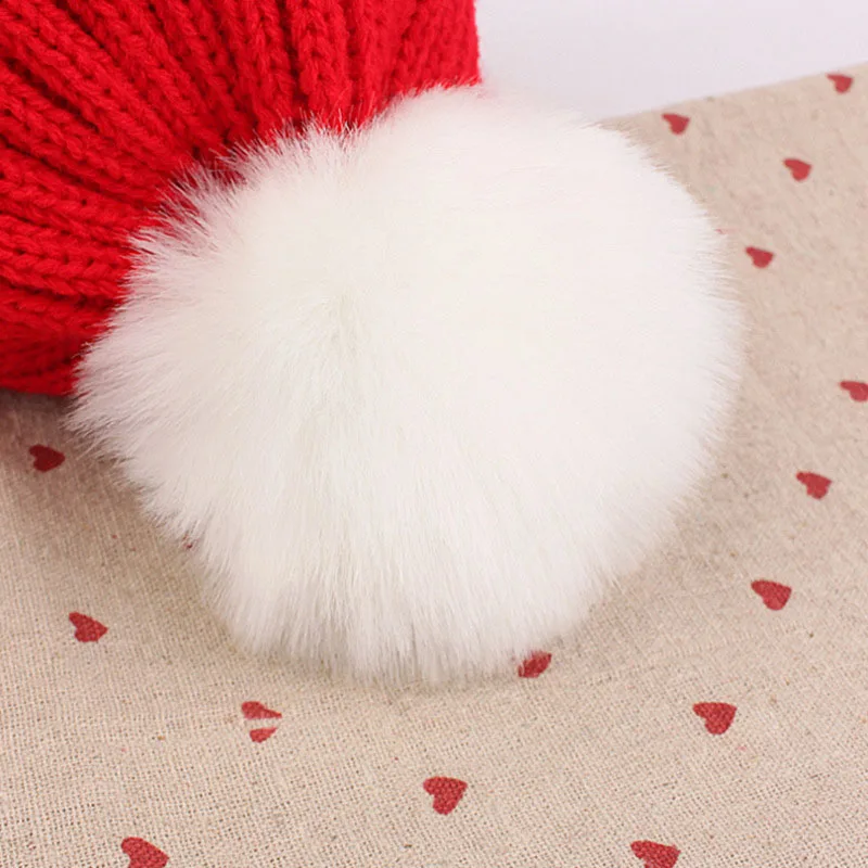 Fluffy Fur Ball Baby Beanie Winter Warm Kids Skullies Cap 2-6year Children Woolen Crochet Bonnet Solid Color Toddler Knitted Hat 6
