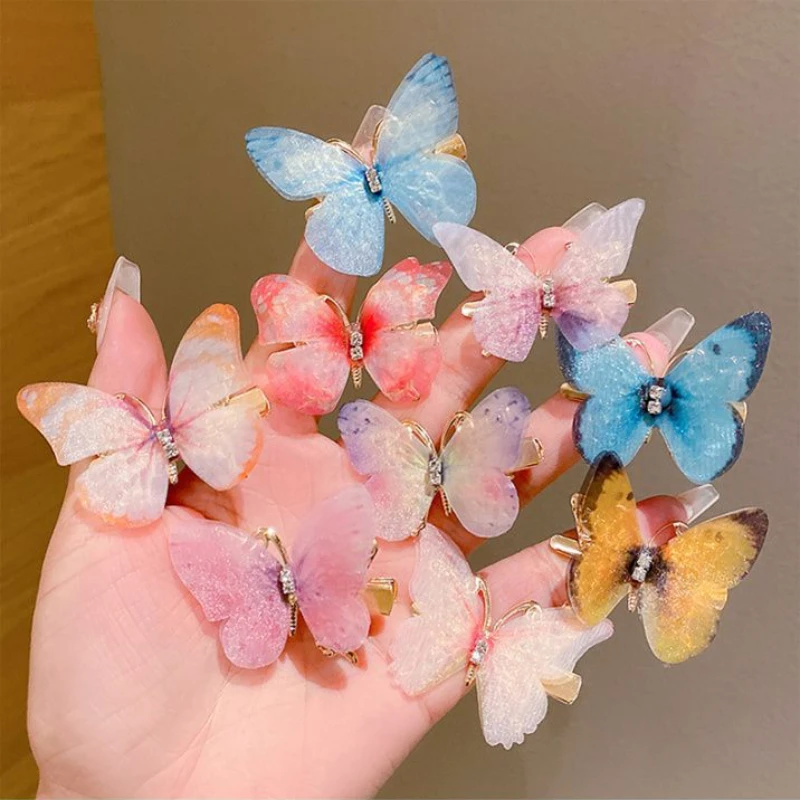 6-piece Set Colorful Butterfly Hair Clips For Women Fashionable Gradient Color Three-dimensional Trendy Hair Accessories hair accessory hair clip