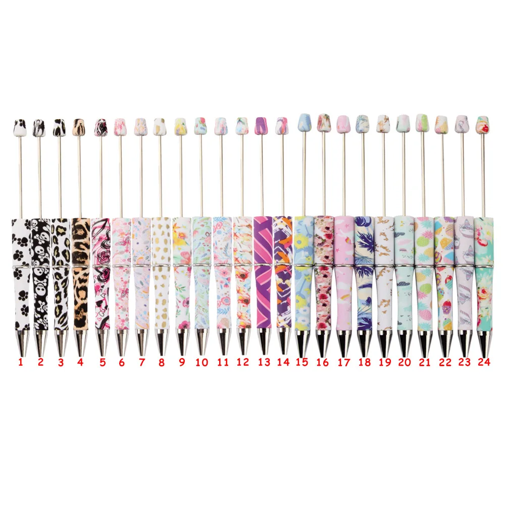 Kovict Printed Plastic Bead Pens 20~100Pcs Leopard Ballpoint Black Ink DIY Personalized Office Writing Supplie Stationery