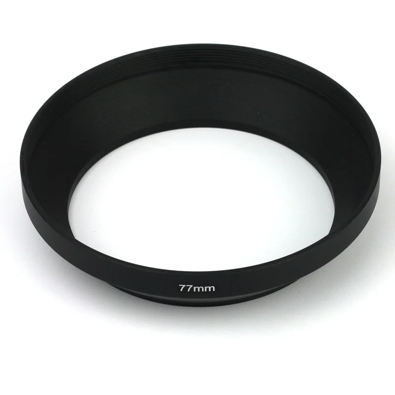 Black Metal Wide Angle Camera Lens Hood, Screw-In Mount, Multiple Sizes Available