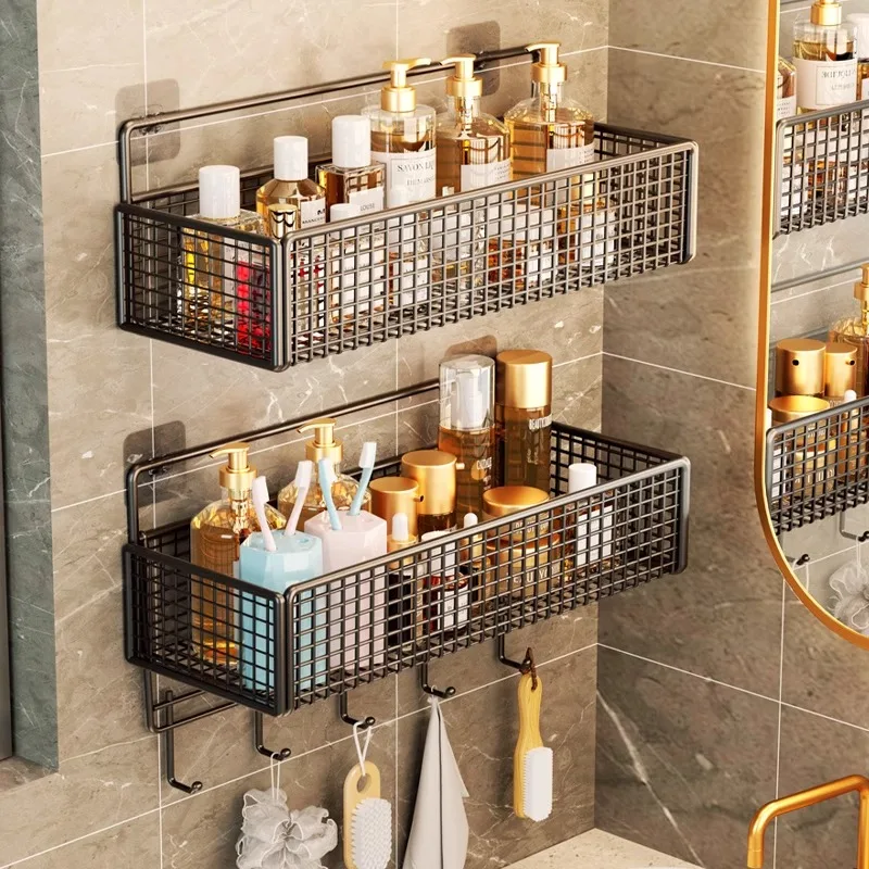 Bathroom Storage Rack Non Perforated Wall Mounted Towel And Toiletries Storage Rack Restroom Storage 3