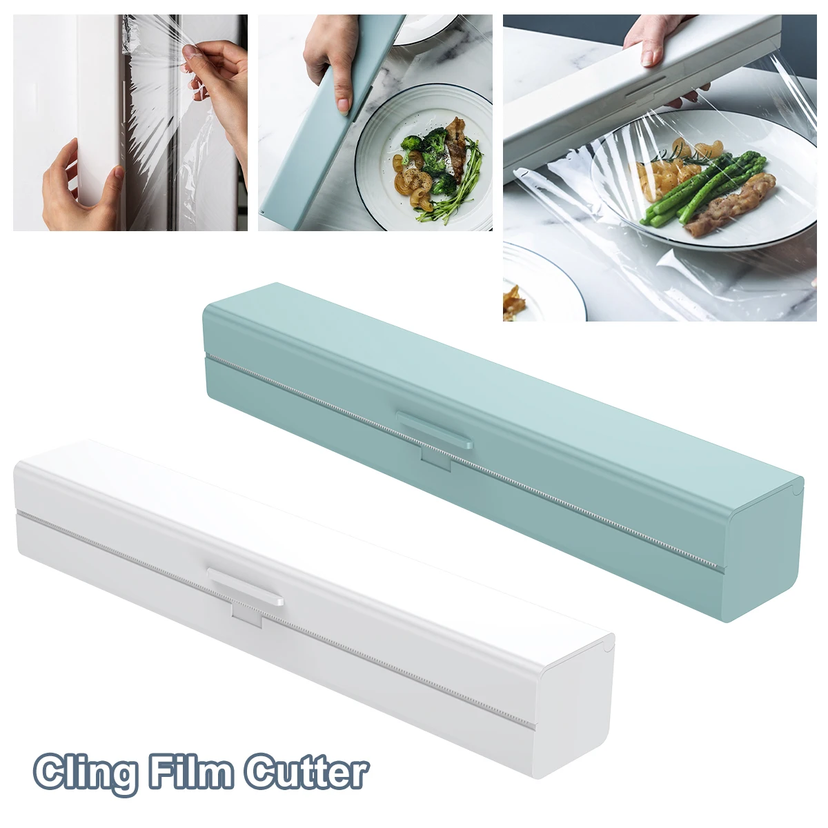 Magnetic Plastic Cling Film Cutter Storage Box with Stainless Steel Blade