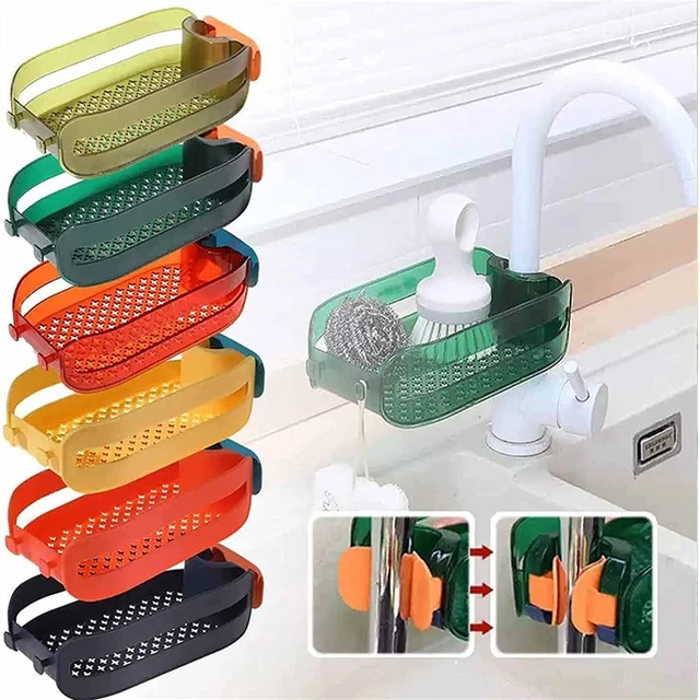 New 2 in 1 Home Sink Organizer Plastic Detachable Hanging Faucet Drain Rack  Snap-on Storage