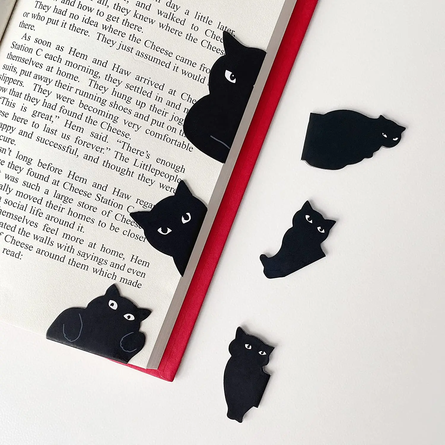 

6 шт., магнитные закладки для книг, чёрный кот
