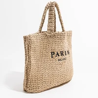 Casual Large Capacity Straw Tote Bag Designer Letters Women Handbags Handmade Woven Summer Beach Bag Big Shopper Purses 2024 - Image 2