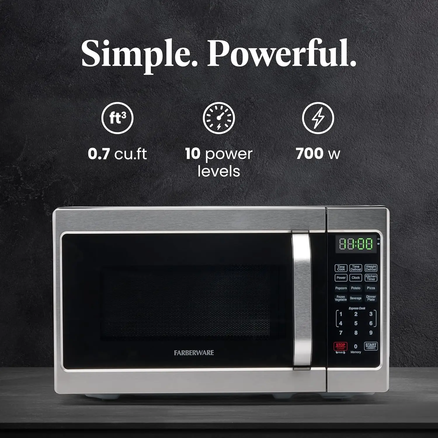 Countertop Microwave 700 Watts, 0.7 Cu. Ft. - Microwave Oven With LED Lighting and Child Lock - Perfect for Apartment 2