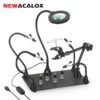 NEWACALOX Magnetic Soldering Third Hand PCB Holder Heat Gun Stand with 3X LED Magnifying Glass Heavy Duty Welding Workstation 1