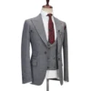 Cenne Des Graoom Elegant Grey Tweed Suits For Men Single Breasted 1 Buttons Jacket Vest Pants Slim Fit Wedding Business Meeting 5