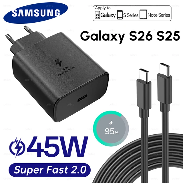 SAMSUNG Charger PD 45W Super Fast Charging Original 25W Wall Charger 5A Type C Cable Galaxy S26 S25 S24 S23 Ultra A54 A53 Note20 1