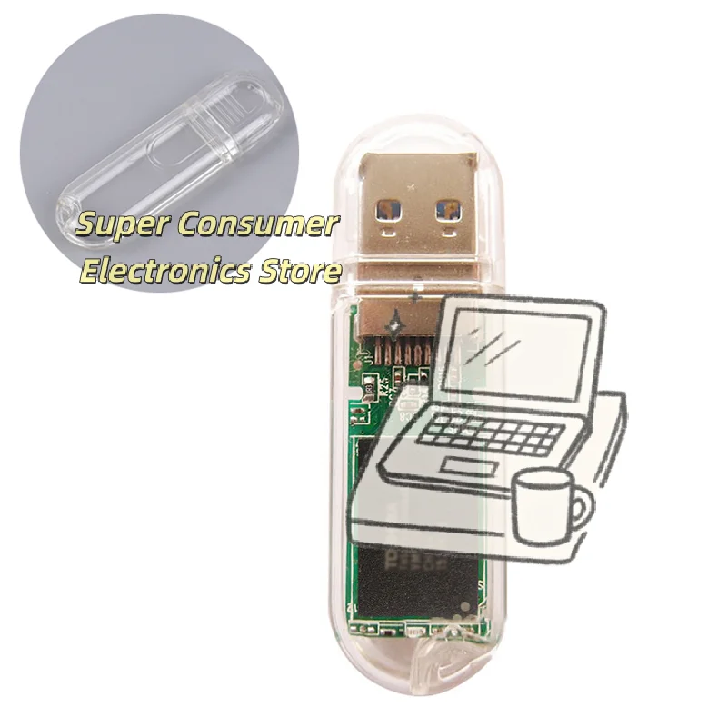 투명 USB 플래시 드라이브 케이스 DIY 및 맞춤 제작용 빈 쉘, USB 스틱..
