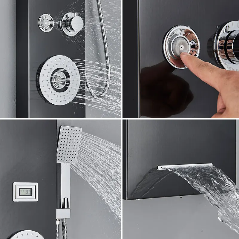 Digital Bathroom Shower Panel SPA Massage Jet Shower Column Set System Waterfall&Rainfall Bathroom Faucet Set Mixer Tap for Bath for Bathroom Shower Faucet Set,Shower Panel