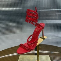 Chaussures habillées cheville en forme de serpent sangle enchevêtrement sandales été femmes mince talons hauts glands strass décor Sandalias 3