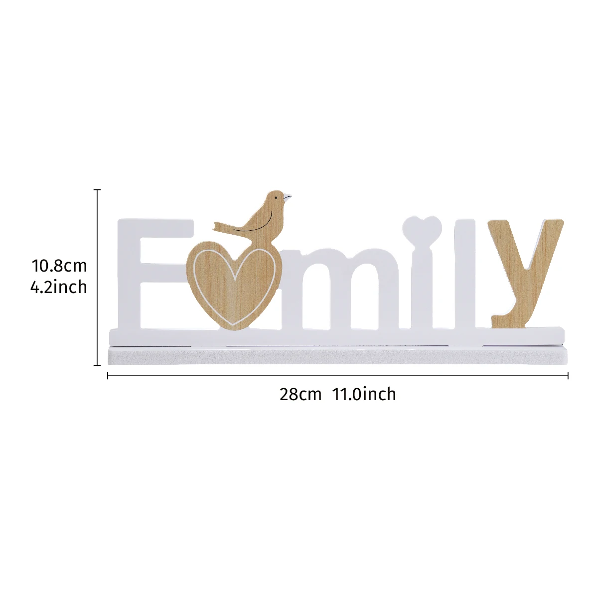 1PC, simple heart-shaped bird Family letch-shaped decorative item, Xuefu board material desktop decorative letter plate
