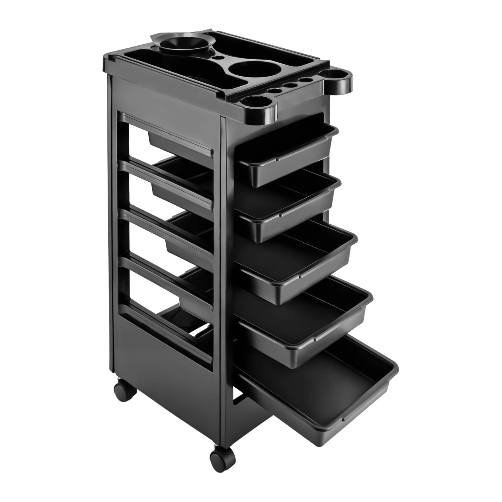 Hair Styling Salon Trolley Cart - Salon Rolling Cart with Wheels and 5 Drawers for Hair Stylist, Hairdresser, Beauty, Tattoo