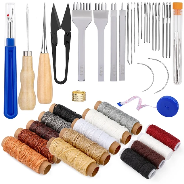 LMDZ 40pcs Leather Sewing Kit 4mm Pointed Punching Tool Lace-up