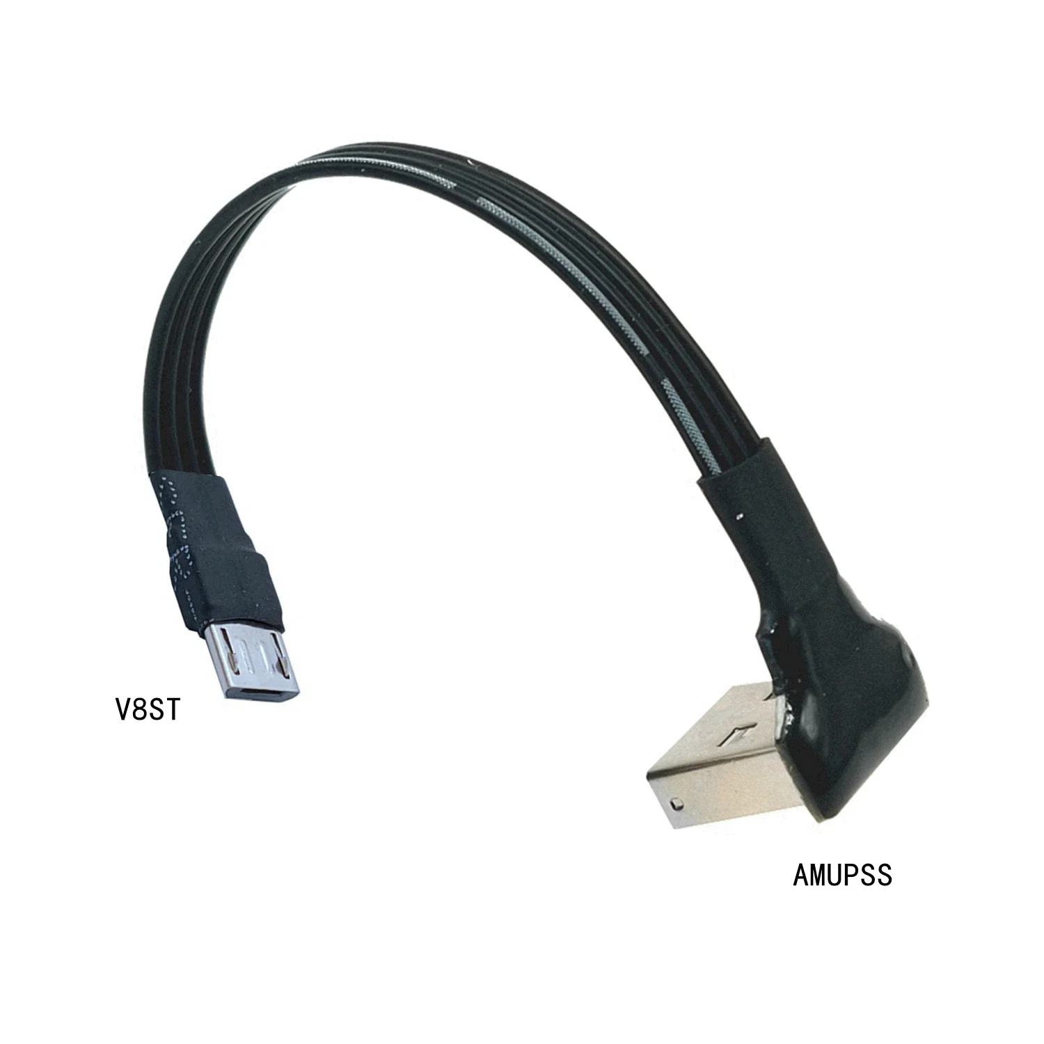 슈퍼 플랫 유연한 각도 90도 USB 마이크로 USB 남성 UltraShort USB 남성 데이터 충전 커넥터 케이블 10CM-50CM