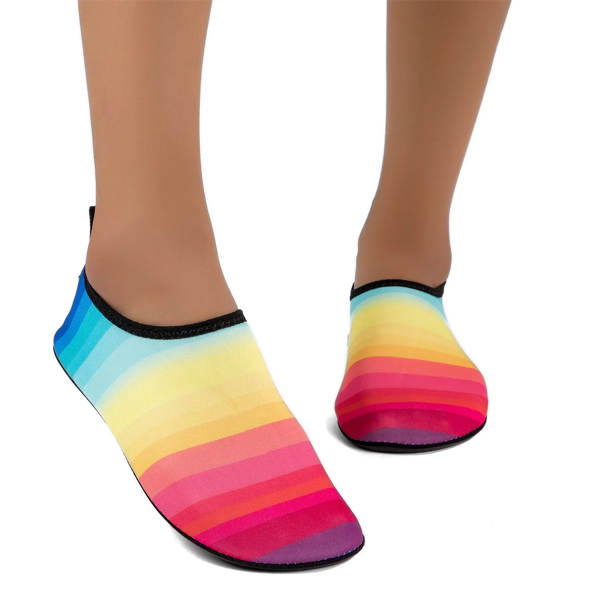 Aqua Shoes Design Striped Colorful Thin Sole Quick Drying Lightweight Barefoot Slippers Water Footwear Size34-49